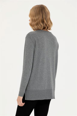 Женский серый меланжевый базовый свитер с круглым вырезом Неожиданная скидка в корзине - U.s. polo assn фото 5
