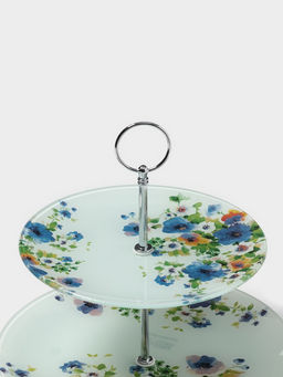 Фруктовница Доляна Букет незабудок, d=20/25 см, h=24 см, стекло, рисунок  фото 2