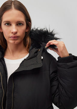 Suni Kurk Detayl? Siyah Sisme Mont - Mavi фото 5