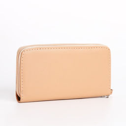 Кошелёк женский на молнии с ремешком, 19.5×2.5×10 см, однотонный, бежевый