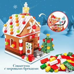 Конструктор Новогодние приключения: Пряничный домик, шкатулка, 259 деталей