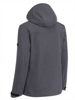 Ветровка мужская софтшелл виндстоппер с капюшоном спортивная темно-серого цвета 9615_1TC