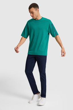 Erkek Koyu Ye_il Comfort Fit Bisiklet Yaka Ti__rt