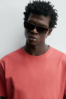 CAMISETA MEDIUM WEIGHT B?SICA /02 / Coral rojo - Zara фото 6