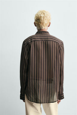 CAMISA FLUIDA RAYAS / Marr?n - Zara фото 3