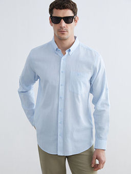 Regular Fit Keten Kar???ml? Erkek G?mlek