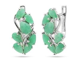 Серьги из серебра изумруд берилл, Брюнетка