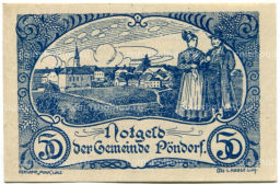 Банкнота 50 геллеров 1920 года Австрия  Пёндорф (нотгельд)