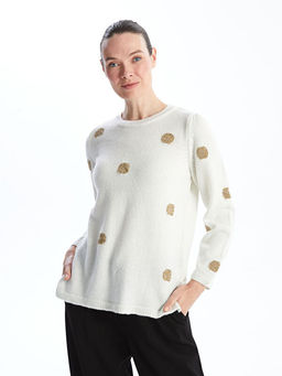 Bisiklet Yaka Puantiyeli Kad?n Triko Kazak