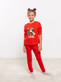 Bisiklet Yaka Minnie Mouse Bask?l? Uzun Kollu K?z ?ocuk Pijama Tak?m? - Waikiki фото 3