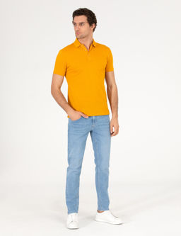 Желтая приталенная базовая футболка - Cacharel фото 4