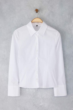 Beyaz Bele Oturan Fitted Dokuma Gomlek TWOAW26GO00022 - Trendyolmilla фото 11