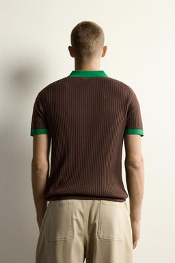 POLO PUNTO COLOR BLOCK CREMALLERA / Marr?n - Zara фото 3