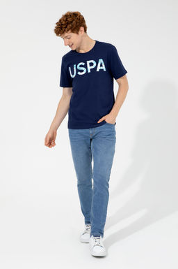 Мужская темно-синяя футболка с круглым вырезом Неожиданная скидка в корзине