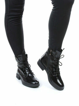 01-CH6315-21B100M BLACK Ботинки демисезонные женские (натуральная кожа, байка) - Фабричный китай фото 4