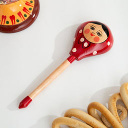 Ложка деревянная «Матрёшка», полубаская, 19×6 см, МИКС