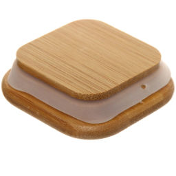 Цена за 2 шт. Банка для продуктов стеклянная 400мл "Хай-Тек" с бамбуковой крышкой, квадратная 6*15см