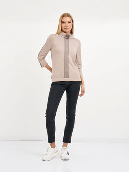 водолазка женская бежевая с добавлением люрекса и страз - Glenfield фото 2