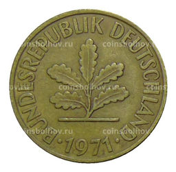 Монета 10 пфеннигов 1971 года J Германия