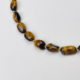 Колье из Тигрового глаза и золотистого Обсидиана 42 см +
