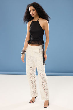 Trendyolmilla Yesil-Cok Renkli Astarl? F?rf?r Detayl? Tul Orme Bluz TPRSS25BZ00018  фото 12