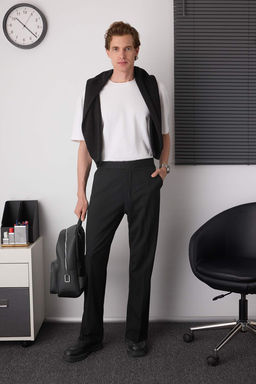 Siyah Erkek Yeni Italyan Kesim Kumas Pantolon TMNAW26PL00016 - Trendyolmilla фото 29