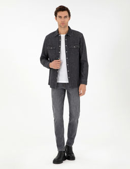 Джинсовые брюки узкого кроя антрацитового цвета - Cacharel фото 3