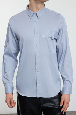 TRENDYOL MAN Limited Edition Gri Oversize Fit Cep Detayl? %100 Pamuk Gomlek TMNAW25GO00019 - Trendyolmilla фото 3