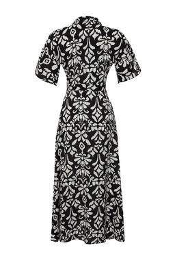 Siyah Kusakl? Y?rtmacl? Cicek Desenli Midi Dokuma Gomlek Elbise TWOSS20EL2822 - Trendyolmilla фото 8