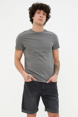 Antrasit Slim Fit T?rm?k Destroylu Denim Kot Sort TMNSS21SR0727