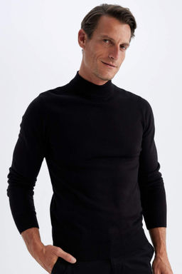 Slim Fit Dar Kesim Yar?m Bal?kc? Yaka Basic Duz Triko Kazak - Defacto фото 7