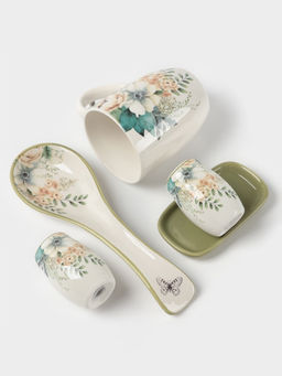 Подставка под ложку Доляна «Цветы», 22.3×7.1×2.7 см, доломит, белая