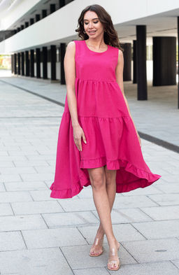 Ассиметричное платье фуксия