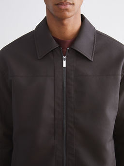 Standart Kal?p G?mlek Yaka Erkek Deri G?r?n?ml? Ceket