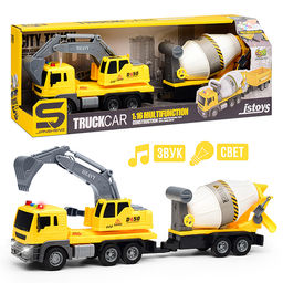 Машина "Экскаватор с бетономешалкой" в коробке