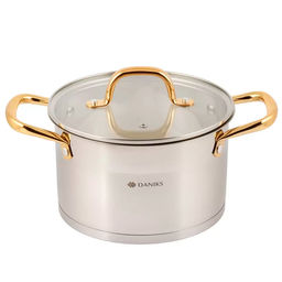 Кастрюля нерж, 4.75 л, с крыш, крыш стекло, Daniks, Лайнс, индукц, SD-072-22 (505758)