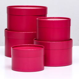 Набор шляпных коробок 5 в 1,Бордовый, 20 х 12,18 х 11,16 х 10,14 х 9,13 х 8,5 см