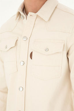 U. S. Polo Assn / Мужская бежевая джинсовая рубашка - U.s. polo assn фото 7