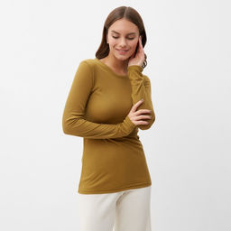 Лонгслив женский KAFTAN: Basic line, тёмно-оливковый, размер 48-50
