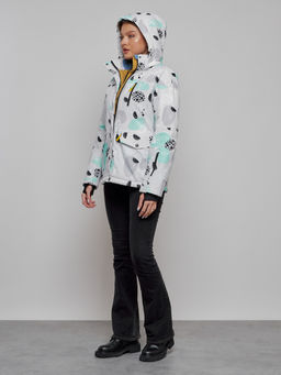 Горнолыжная куртка женская зимняя серого цвета 2302-1Sr