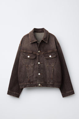 CAZADORA DENIM EFECTO LAVADO / Marr?n