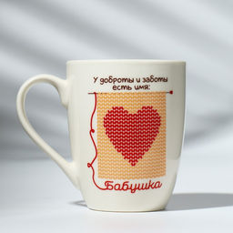 Кружка керамическая с ложкой Бабушка, 310 мл