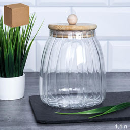 Банка для сыпучих бамбуковая крышка рифленая 1000 мл /LCSC2433/уп 60/ - Галеонтрейд фото 17