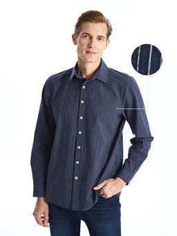 Regular Fit Uzun Kollu ?izgili Erkek G?mlek