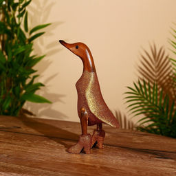 Сувенир «Утка на диско в золотом», 27 см, дерево