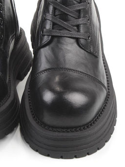01-A13-1 BLACK Ботинки демисезонные женские (натуральная кожа)