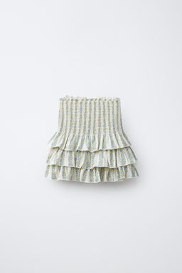 FALDA BERMUDA FLORES / Arena / Azul