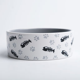 Миска керамическая Рыбные косточки и лапки 300 мл 12,5 x 4,5 cм, серая - Пижон фото 3