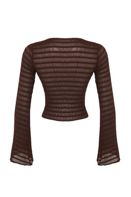 Trendyolmilla Ekru Premium Dokulu Fitted/Vucuda Oturan Baglama Detayl? Esnek Orme Bluz TWOSS24BZ00015 фото 16