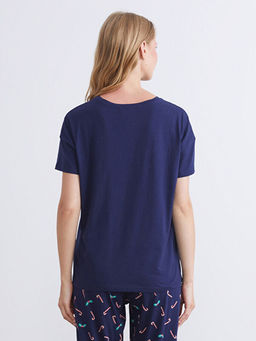 Bisiklet Yaka Nak??l? Kad?n Pijama ?st?